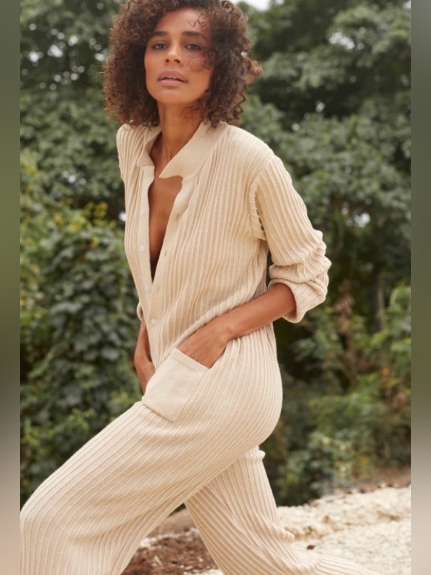 Rue Stiic Phoenix Knit Worksuit Sand Sz S
